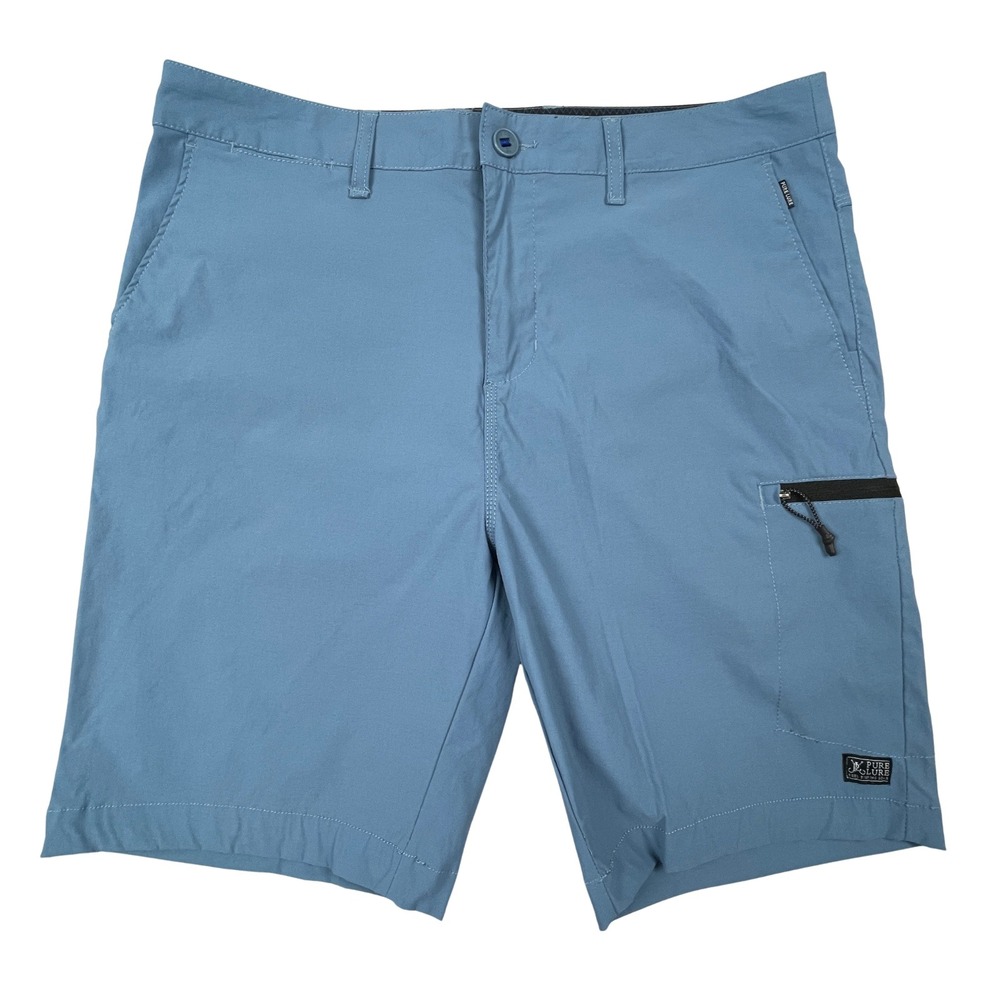 Pure Lure Men 34 PM Canyon Hybrid Fishing Shorts Light Blue Nylon Stretch 9"